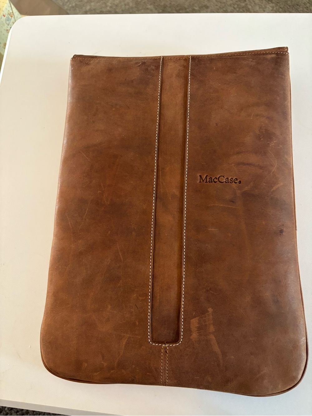 MacCase Michael Santoro Design Brown Leather 13" Laptop Sleeve Case 13.5x10